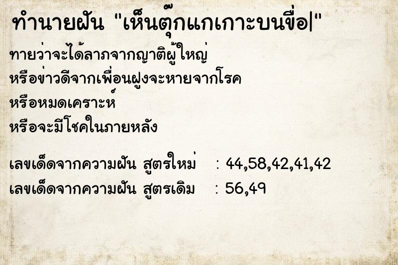 ทำนายฝัน เห็นตุ๊กแกเกาะบนขื่อ| ทำนายฝัน เห็นตุ๊กแกเกาะบนขื่อ|